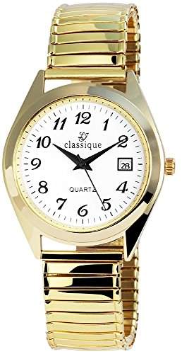 Classique Herrenuhr mit Metallzugband Weiss Armbanduhr Uhr RP1330200002