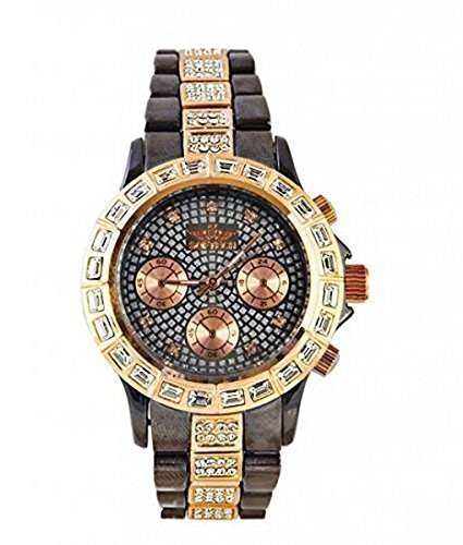 Softech Designer Armbanduhr mit Strass Ziffernblatt Armband Bronze Rotgold mit extra Batterie