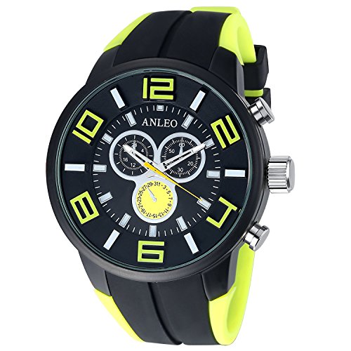 anleowatch 1 gelb Armbanduhr Casual Herren Military Uhren Sport Armbanduhr