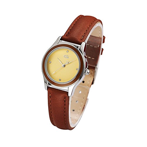 GEORGE SMITH Dame der Art und Weise Handgemachte Goldenen Zifferblatt Armbanduhr mit Braunem Lederband