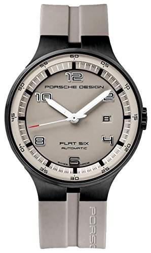 Porsche Design Flat Six Automatic Black PVD Steel Mens Watch Calendar Grey Dial 635043941255