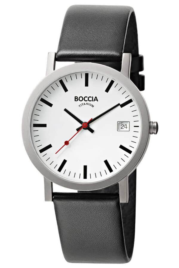 Boccia 3622-01 Herrenuhr Titan mit schwarzem Lederband