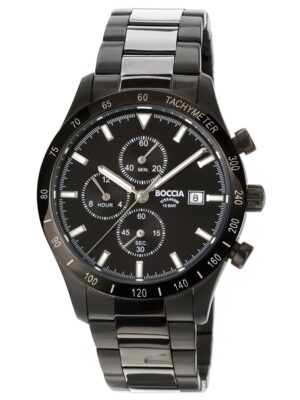 Boccia 3739-02 Herrenuhr Chronograph Titan Schwarz