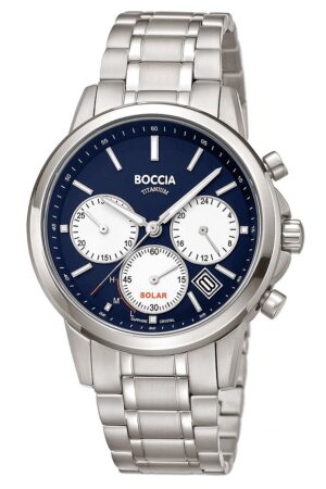 Boccia 3742-03 Herrenuhr Solar Chronograph Titan Blau