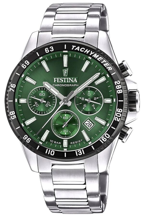 Festina F20560/4 Herren-Chronograph Stahl/Grün