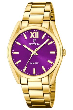 Festina F20640/3 Damen-Armbanduhr Quarz Goldfarben/Lila