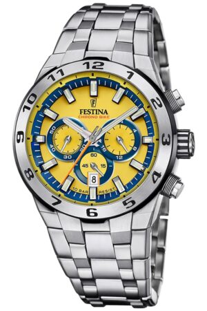 Festina F20670/4 Herrenuhr Chronograph Stahl/Gelb