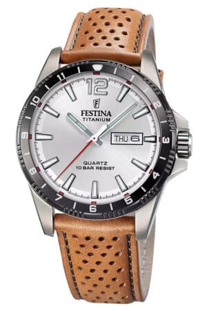 Festina F20699/1 Herrenuhr Titan Hellbraun/Silberfarben