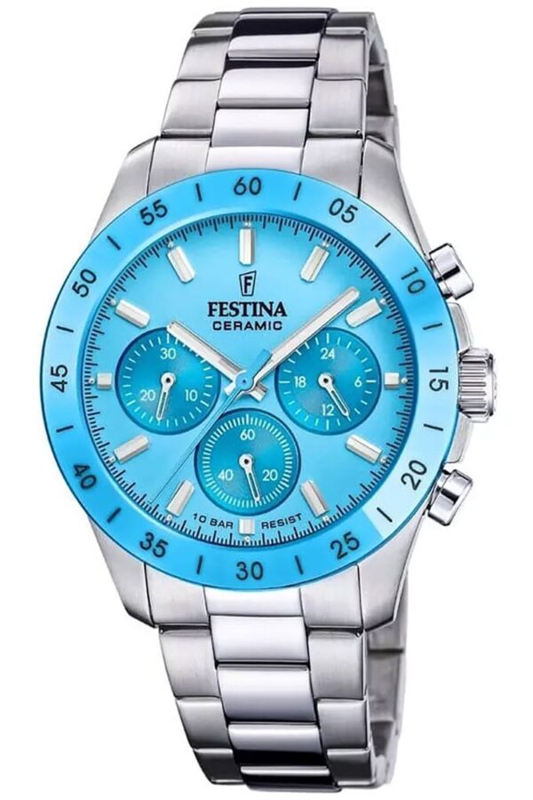 Festina F20693/3 Damen-Armbanduhr Chronograph Stahl/Türkis