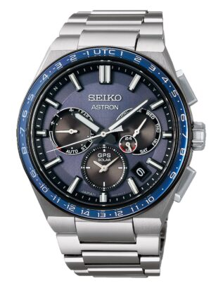 Seiko SSH109J1 Astron GPS Solar Dual Time Herrenuhr Titan Blau