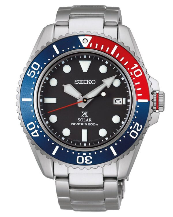 Seiko SNE591P1 Prospex Sea Herrenuhr Solar Taucheruhr Blau/Rot