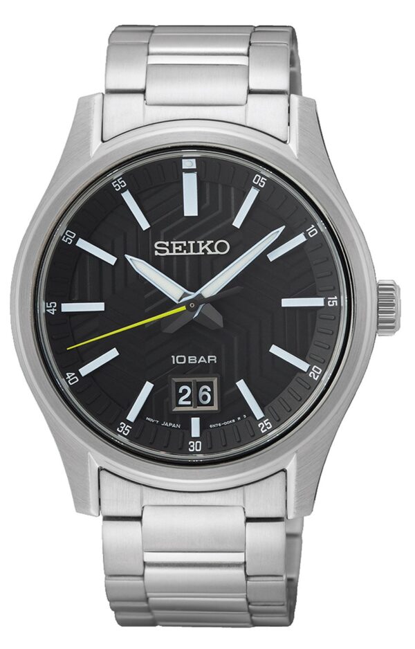 Seiko SUR535P1 Herren-Armbanduhr Großdatum Stahl/Schwarz