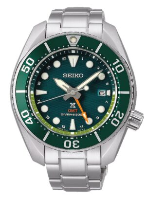 Seiko SFK003J1 Prospex Sea Herren-Taucheruhr Solar GMT Stahl/Grün