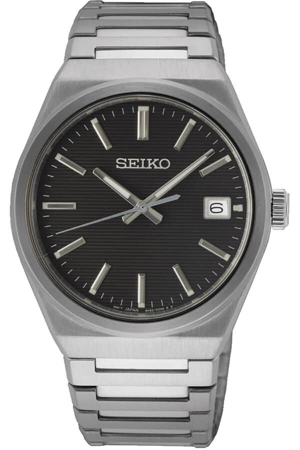 Seiko SUR557P1 Herrenuhr Quarz Stahl/Schwarz