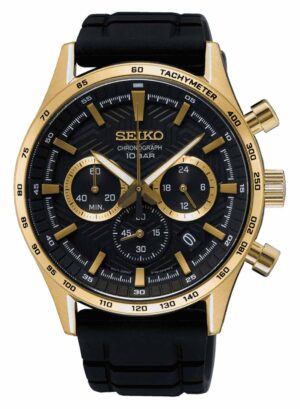 Seiko SSB446P1 Herrenuhr Chronograph Schwarz/Goldfarben