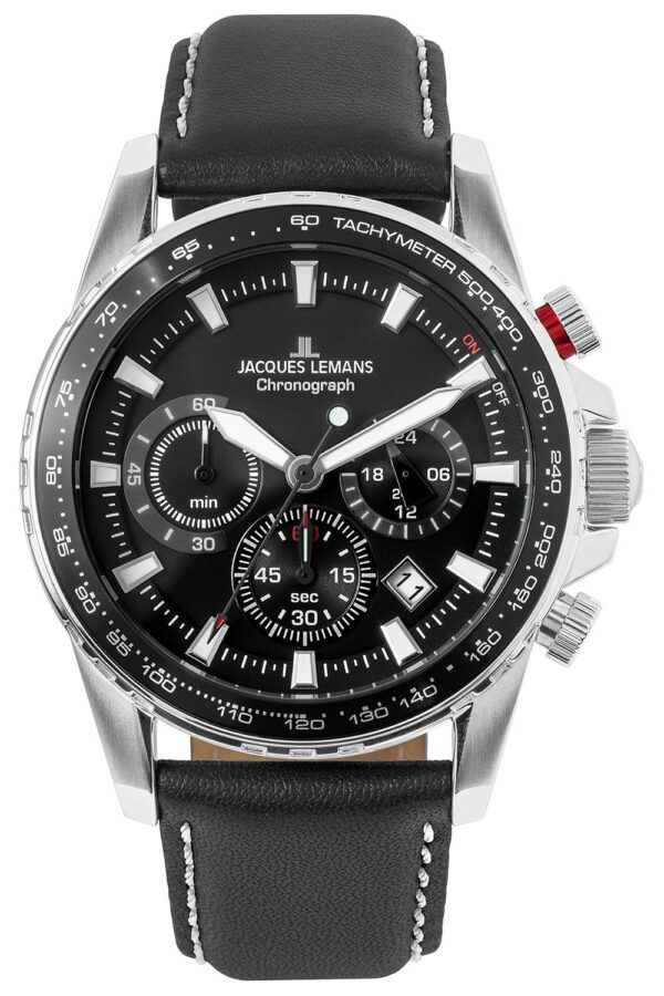 Jacques Lemans 1-2099A Herrenuhr Chronograph Liverpool Schwarz