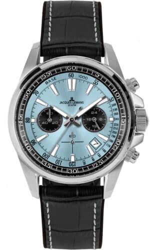 Jacques Lemans 1-2117R Herrenuhr Chronograph Liverpool Schwarz/Hellblau