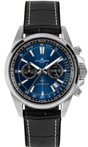 Jacques Lemans 1-2117S Herrenuhr Chronograph Liverpool Schwarz/Blau