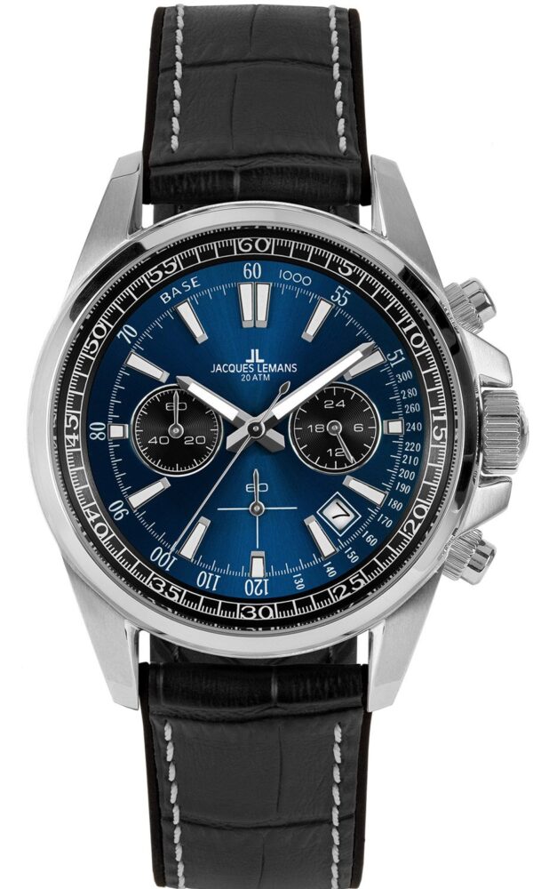 Jacques Lemans 1-2117S Herrenuhr Chronograph Liverpool Schwarz/Blau