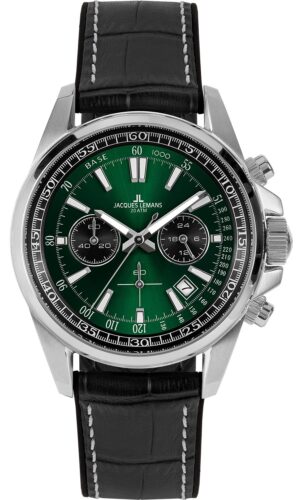 Jacques Lemans 1-2117T Herren-Armbanduhr Chronograph Liverpool Schwarz/Grün