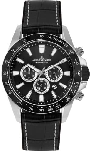 Jacques Lemans 1-2140A Herren-Armbanduhr Chronograph Liverpool Schwarz