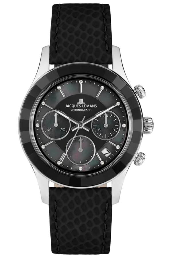 Jacques Lemans 1-2151A Damenuhr Chronograph Schwarz