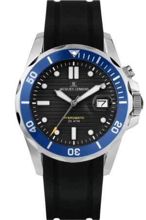 Jacques Lemans 1-2170D Herren-Armbanduhr Hybromatic Schwarz/Blau