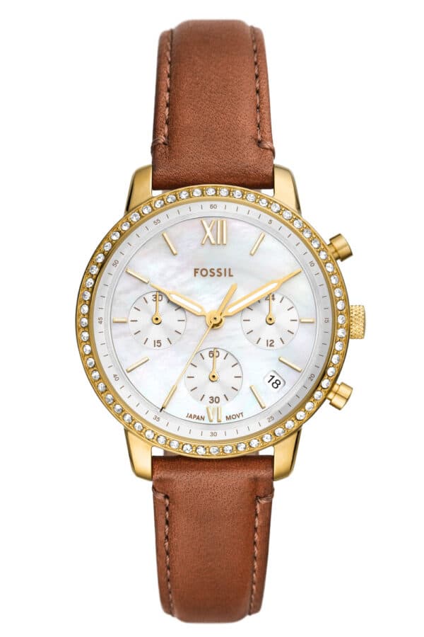 Fossil ES5278 Damenuhr Neutra Chronograph Braun/Goldfarben