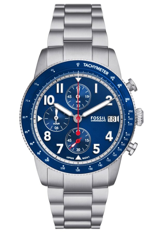 Fossil FS6047 Herrenuhr Sport Tourer Chronograph Stahl/Blau