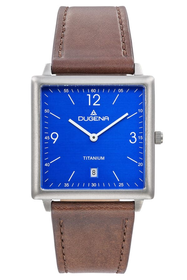 Dugena 4461142 Armbanduhr Mannheim Titan mit Lederband Braun/Blau