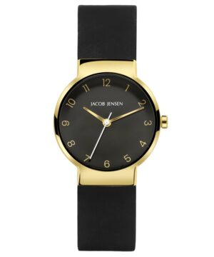 Jacob Jensen 195 Damenarmbanduhr Titan Quarz Schwarz/Goldfarben