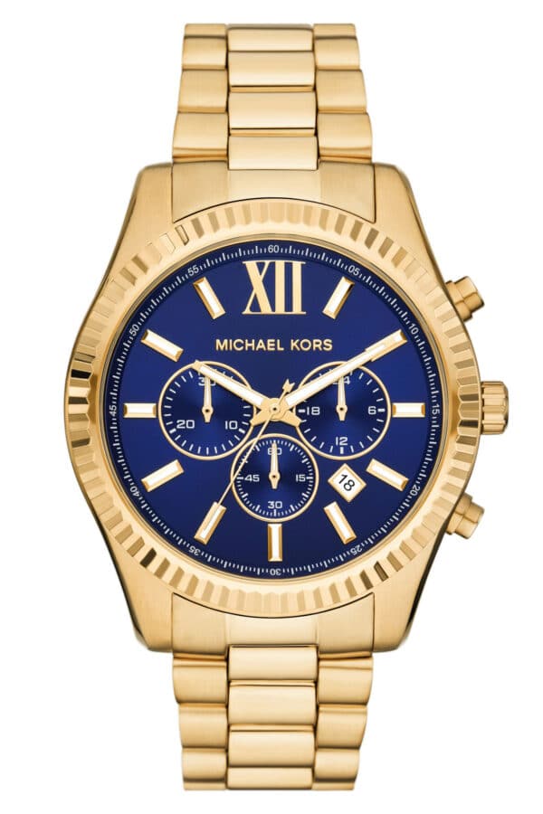 Michael Kors MK9153 Herrenuhr Lexington Chronograph Goldfarben/Blau