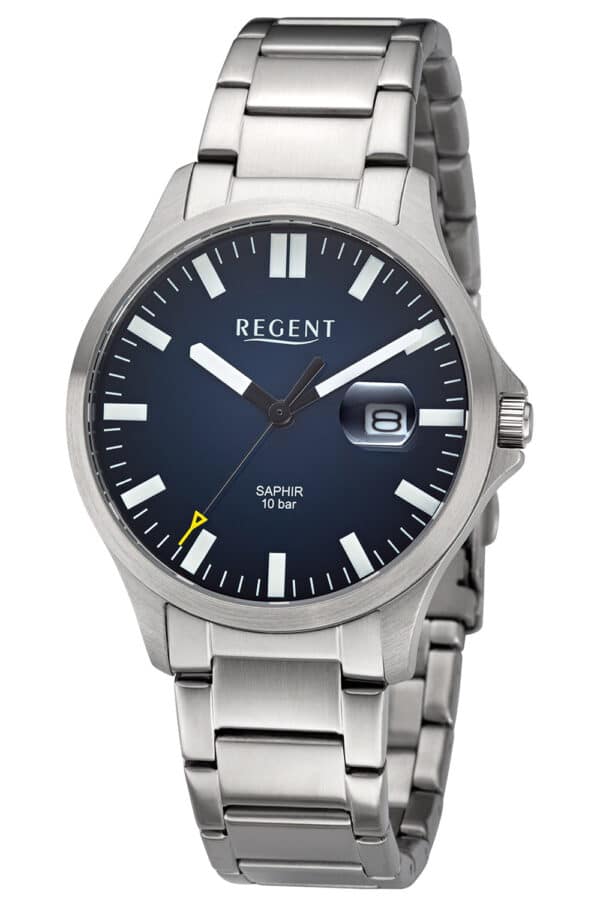 Regent 11150776 Herrenuhr 10 Bar Stahl/Blau