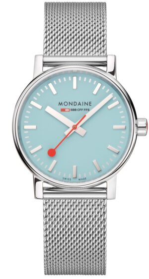 Mondaine MSE.35140.SM Damenuhr evo2 Hellblau 35 mm