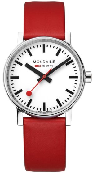 Mondaine MSE.35110.LCV Unisex Armbanduhr evo2 Rot 35 mm