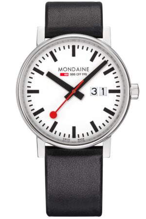 Mondaine MSE.40210.LBV Herrenuhr evo2 Großdatum Schwarz 40 mm