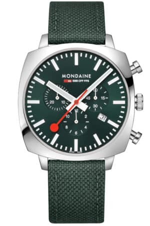 Mondaine MSL.41460.LF.SET Herrenuhr Chronograph Grand Cushion Set Grün 41 mm