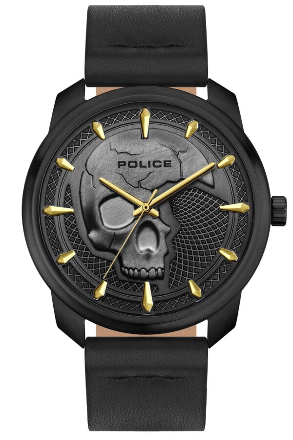 Police PL15714JSB.61 Herrenuhr Bleder Schwarz/Goldfarben