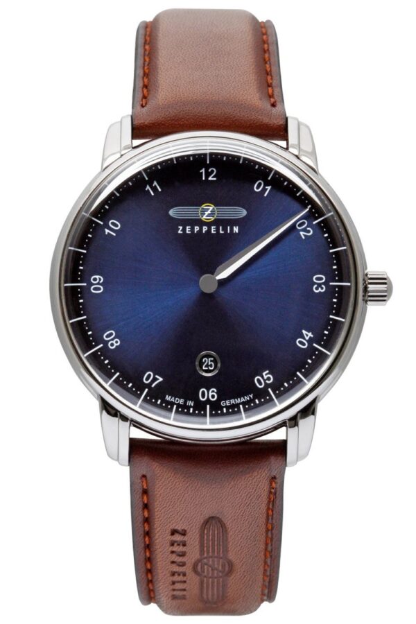 Zeppelin 8642-3 Herrenuhr New Captain's Line Monotimer Braun/Blau