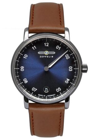 Zeppelin 8643-3 Damen-Armbanduhr New Captain's Line Monotimer Braun/Blau