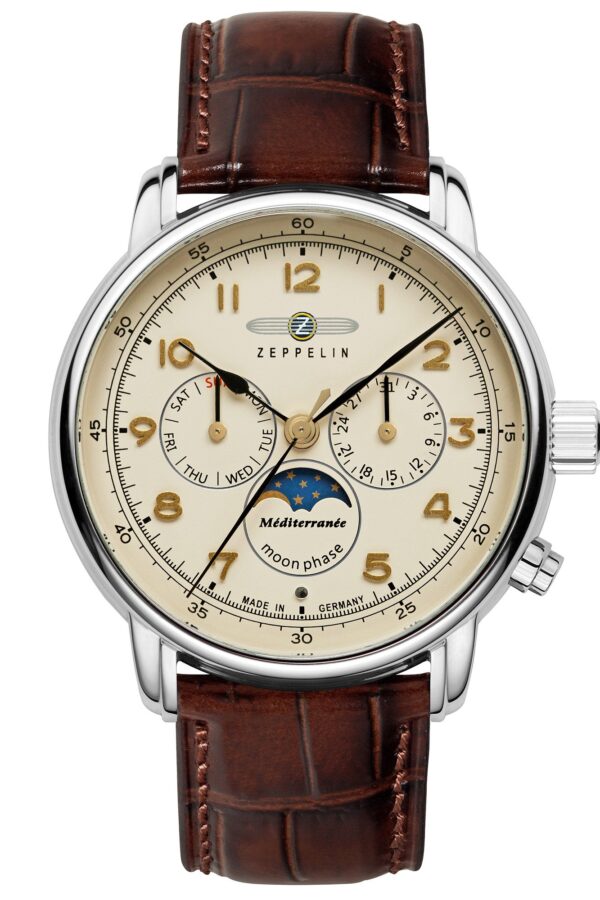 Zeppelin 9636-5 Herrenuhr 100 Jahre Mediterranée Mondphase