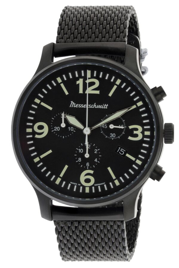 Messerschmitt ME-3H205M-PVD Herren-Chronograph für Flieger Schwarz