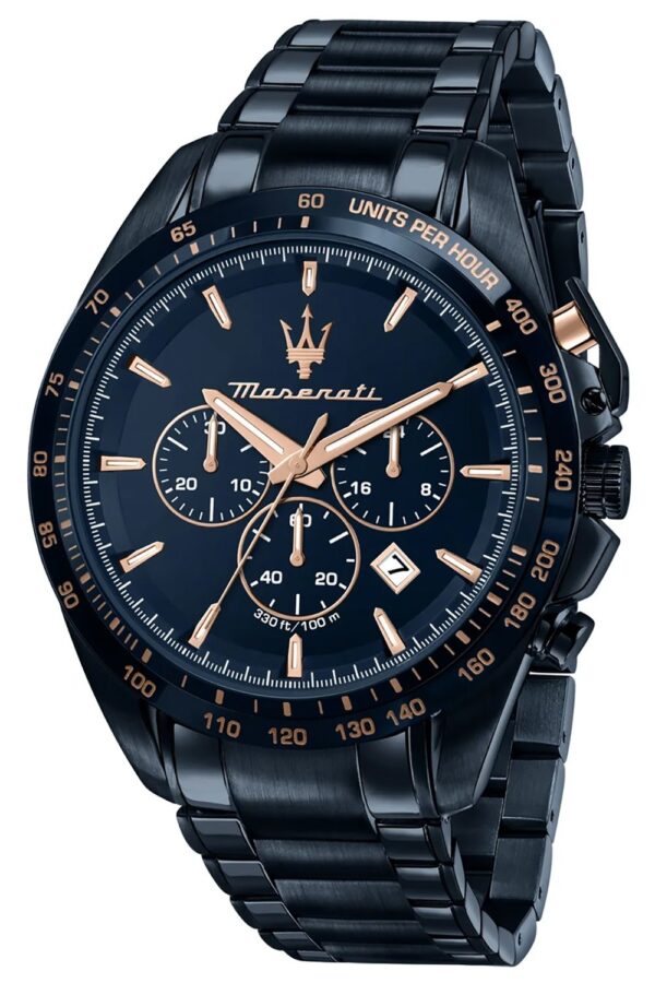 Maserati R8873612054 Herrenuhr Chronograph Traguardo Blau/Roségoldfarben