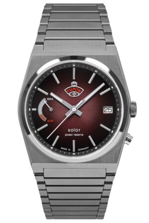 Ruhla 4640M5 Herrenuhr Space Control Solar Dunkelrot