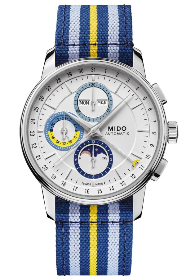 Mido M027.625.17.031.00 Herrenuhr Chronograph Mondphase Blau/Gelb