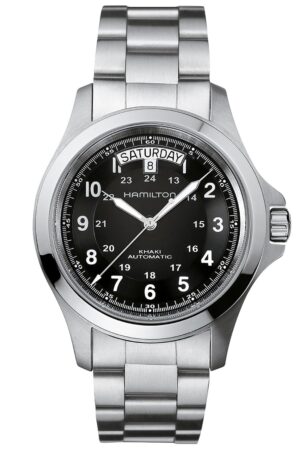 Hamilton H64455133 Herrenuhr Automatik Day-Date Khaki Field King Stahl/Schwarz