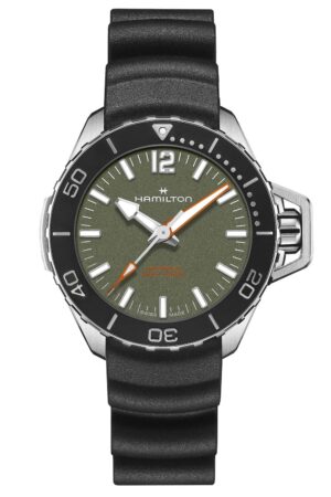 Hamilton H77455360 Unisex-Taucheruhr Khaki Navy Frogman Schwarz/Grün 41 mm