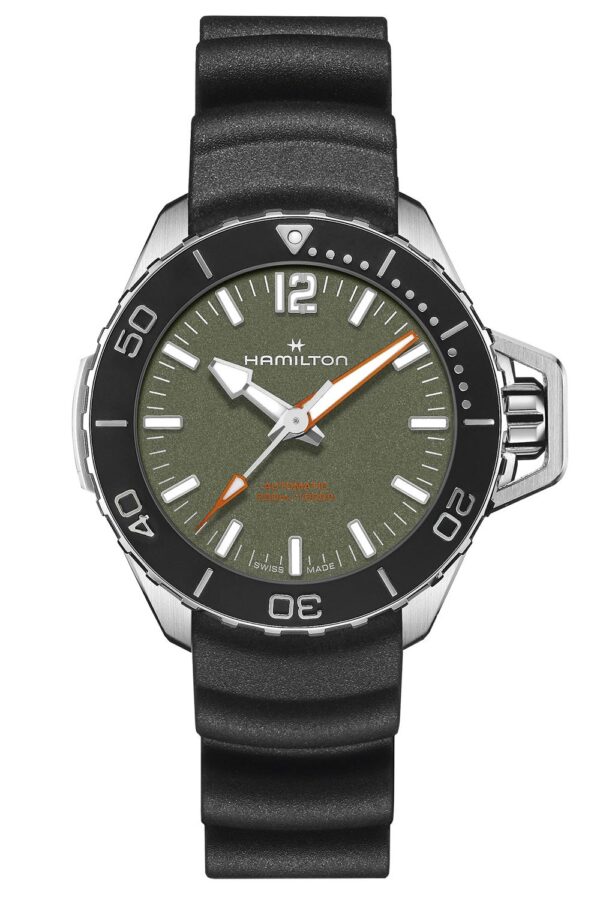 Hamilton H77455360 Unisex-Taucheruhr Khaki Navy Frogman Schwarz/Grün 41 mm