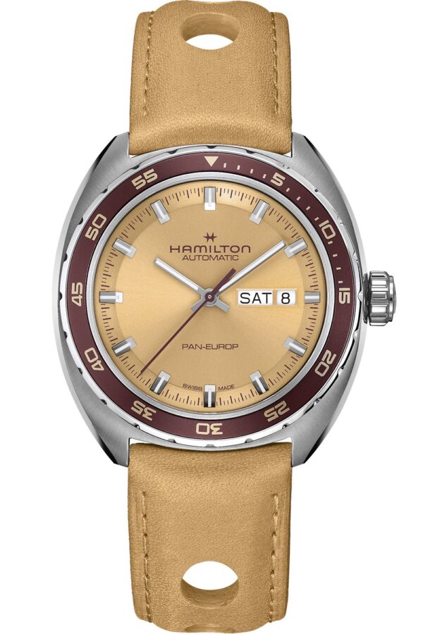 Hamilton H35435820 Herrenuhr Pan Europ Day Date Automatik Beige 2 Bänder