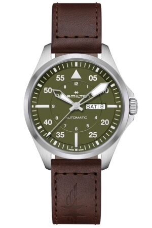 Hamilton H64635560 Herrenuhr Khaki Aviation Pilot Day Date Automatik Braun/Grün